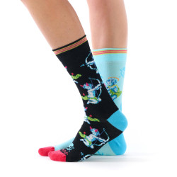 Chaussettes dépareillées mixtes Ruban Rouge Chérubins noir bleu clair angelots arc