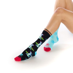 Chaussettes dépareillées mixtes Ruban Rouge Chérubins noir bleu clair angelots arc