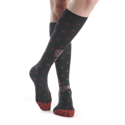 Mi-bas femme, 30 deniers, noir, fil de jour Paisley.