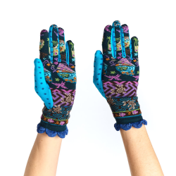 Gants femme Evantails Dub & Drino jacquard multicolore bleu nuit