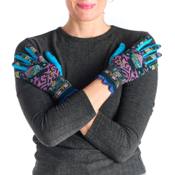 Gants femme Evantails Dub & Drino jacquard multicolore bleu nuit