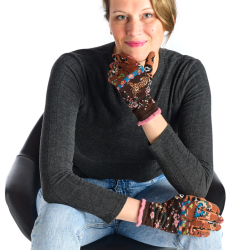 gants femme Peluche Dub & Drino jacquard floral léopard brun rose