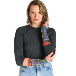 mitaines femme Dandelion Dub & Drino jacquard floral bleu vert rose