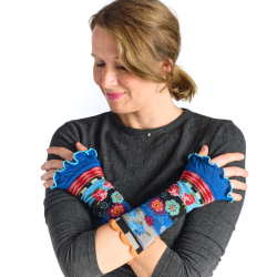 mitaines femme Rosarum Dub & Drino jacquard floral bleu rouge orange