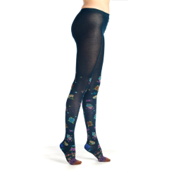 collants femme Evantails Dub & Drino fantaisie oriental bleu nuit