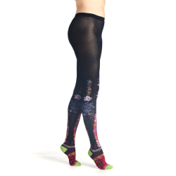 collants femme Panty Dub & Drino fantaisie floral noir rose fuchsia