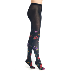 collants femme Mimosa Fil de Jour floral noir rouge violet pois
