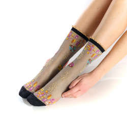 chaussettes transparentes Précieuses Baiser Fil de Jour pailleté noir