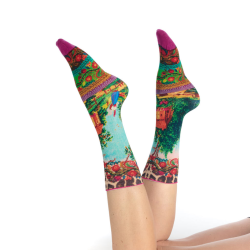 chaussettes imprimées Heidi Dub & Drino scène pastorale colorée