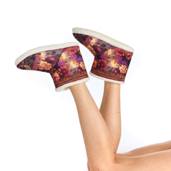 chaussons Dalhia Dub & Drino floral dahlias brun peau lainée