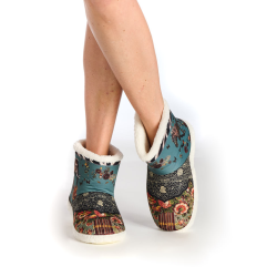 chaussons Sauvage Dub & Drino floral papillons bleu canard noir