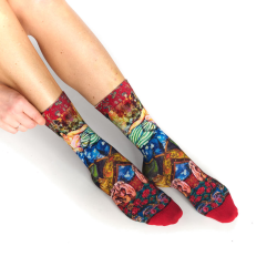 chaussette Raminou Ruban Rouge femme motif figuratif floral Suzanne Valadon bambou