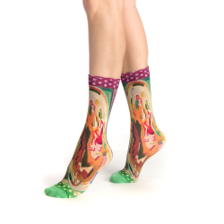 chaussette Rose Vert Ruban Rouge femme motif cubiste Albert Gleizes bambou