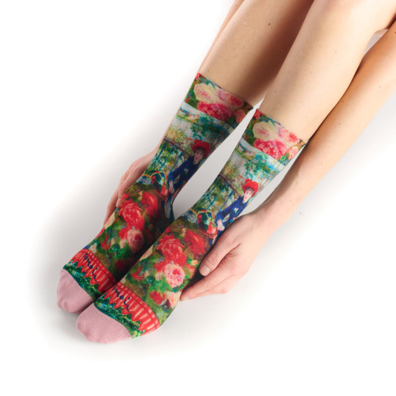 chaussette Les deux sœurs Ruban Rouge femme scène fleurie Renoir bambou