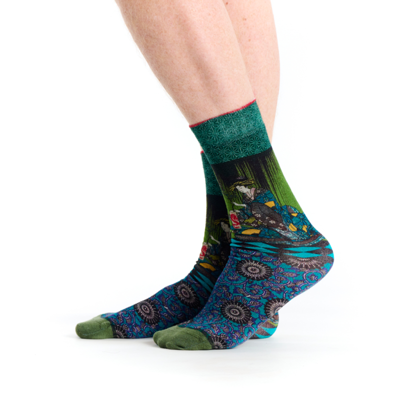 chaussette Geisha Dub & Drino homme motif japonisant kimono bambou