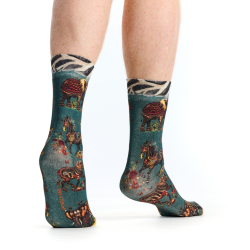 chaussette Sauvage Dub & Drino homme motif animalier éléphants zèbres bambou