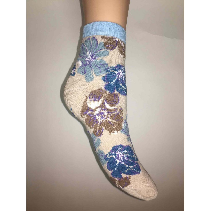 socquette fleurs bleu et gris socquette fleurs bleu et gris