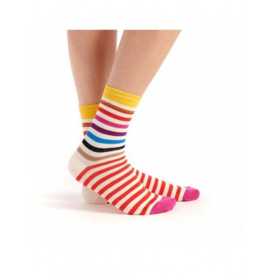 chaussette multicolore ruban rouge