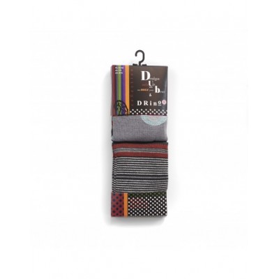 Lot de 2 mi chaussettes all over automnal et unie- Chaussettes