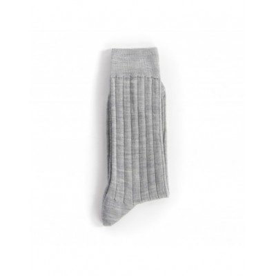 chaussette gris perle unis laine côte 10x2 marque Bonneterie de Roubaix