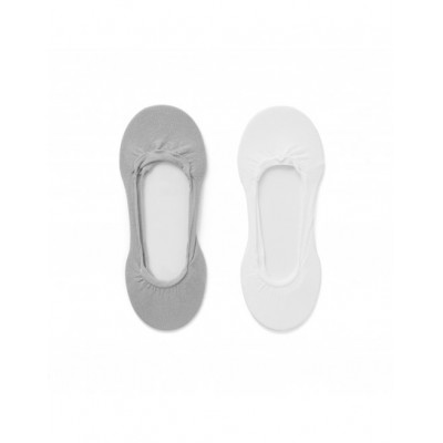 2 protège-pieds coton couleur blanc et gris