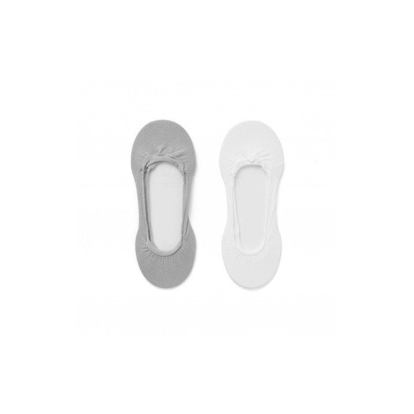 2 protège-pieds coton couleur blanc et gris