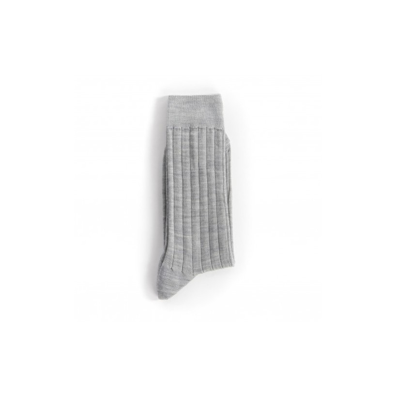 2 paires de mi-chaussette laine côte gris perle marque Bonneterie de Roubaix 2 paires de mi-chaussette laine côte gris perle marque Bonneterie de Roubaix