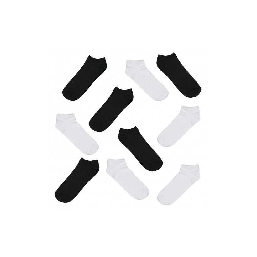 5 paires de socquettes blanches et 5 noires en quinconce