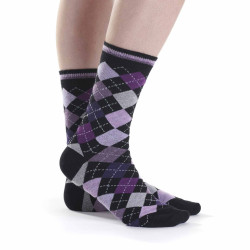 Chaussette fantaisie Femme carreaux mauve