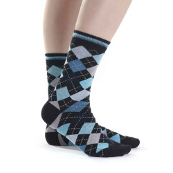 Chaussette fantaisie Femme carreaux marine