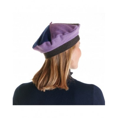 béret réversible laine cachemire violet marque Fil De Joie