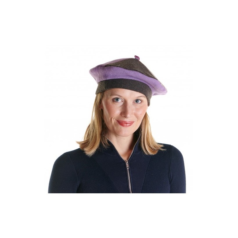 béret réversible laine cachemire violet marque Fil De Joie