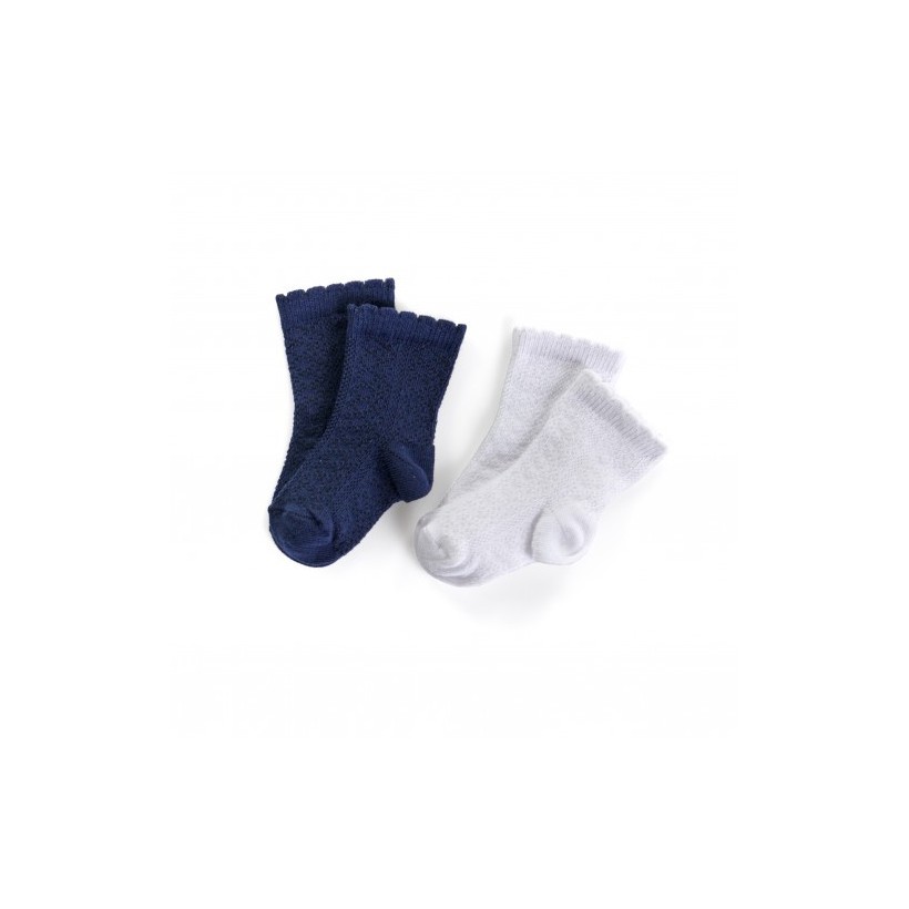 Lot de 2 paires de chaussettes maille fantaisie bord feston marque DUB