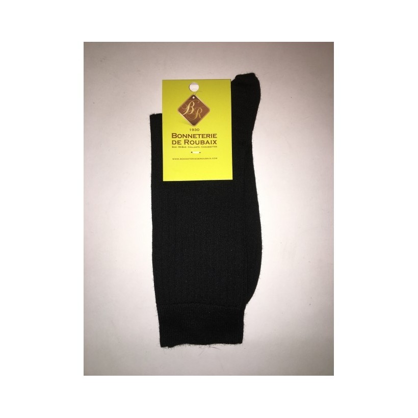 Mi-chaussette laine côte 5x1 noir marque Bonneterie de Roubaix Mi-chaussette laine côte 5x1 noir marque Bonneterie de Roubaix