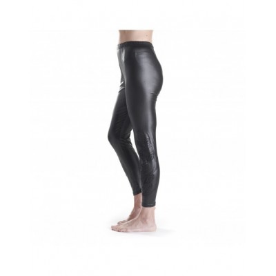 Leggings long brodé noir brillant femme