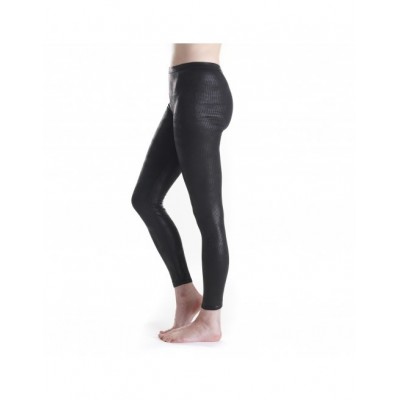 Leggings long à pois noir brillant femme