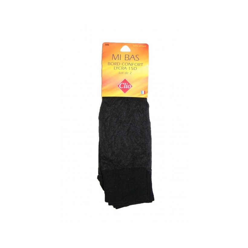 Lot De 2 Paires De Bas Jarretelles Gerbe Ethnic 15 Deniers Noirs Taille 2 - Neuf Avec étiquettes