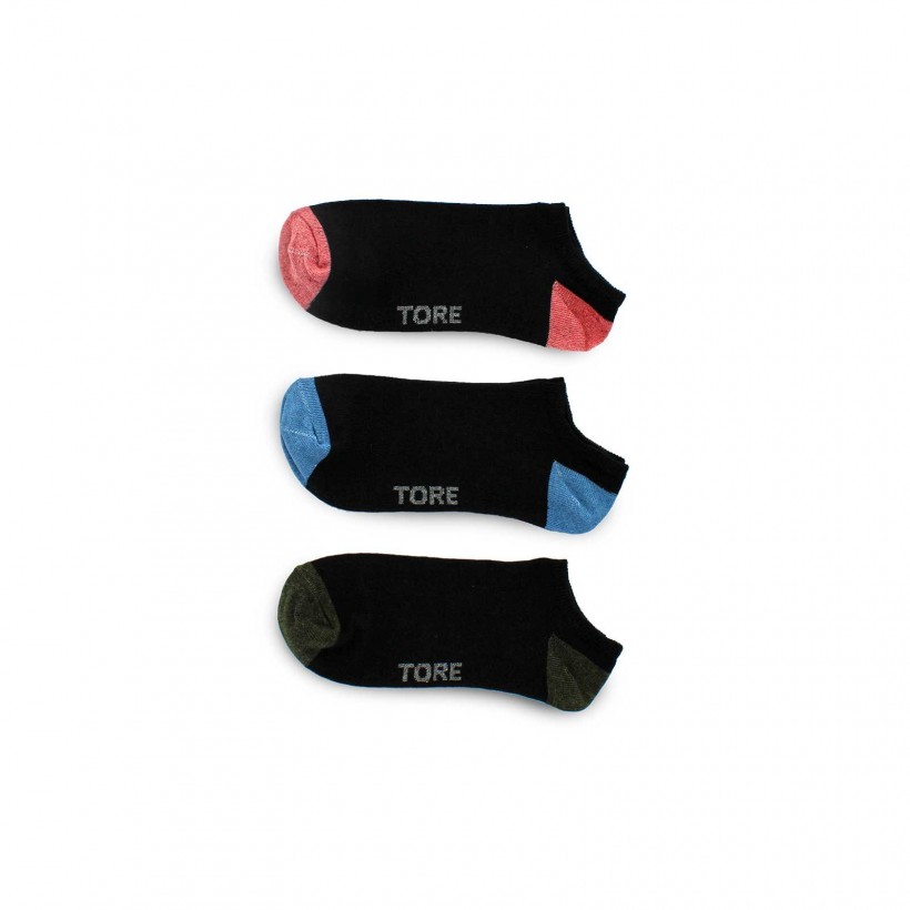 3 socquettes noires recyclées marque Tore 3 socquettes noires recyclées marque Tore